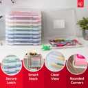 IRIS USA Board Game Storage Craft Organizer Box with Snap-Tight Latch Lid, 4-Pack Portable Plastic Case Bin for Puzzles, Magazines, Hobbies, Art Supplies, Fits 8.5" x 11" & A4 Papers, Slim, Clear