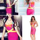 meilun Women's Celebrity Bandage Bodycon Dress Strap Party Pencil Dress (Pink, L)