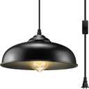 AEOREAL Plug in Pendant Light, Black Farmhouse Pendant Light Fixture with On/Off Switch, Vintage Hanging Lights with Plug in Cord, E26 Pendant Lighting for Kitchen Dining Room