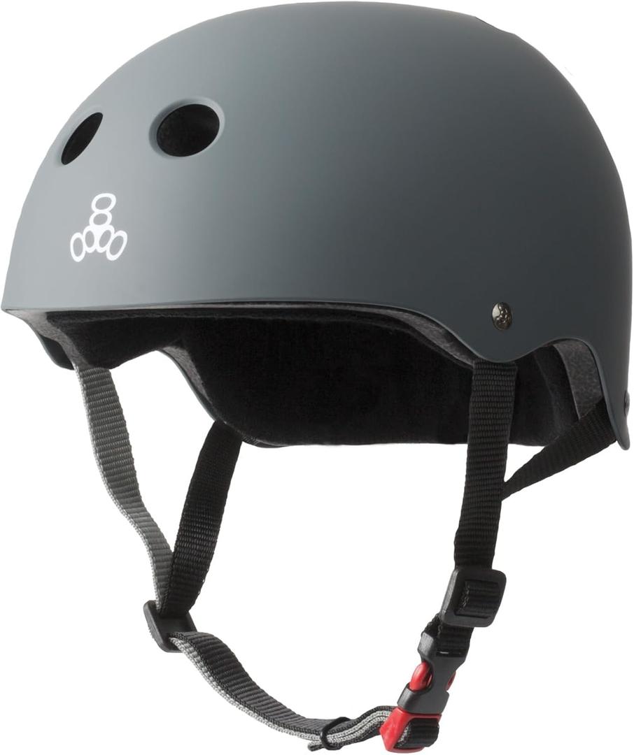 Triple Eight Certified Sweatsaver Helmet for Skateboarding, BMX, Roller Derby, Roller Skating, Inline Skating, Scooter and Bike (Carbon Matte) X-Small-Small 