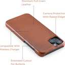 | iPhone 14 Plus Leather Case with Magsafe - Genuine Leather iPhone 14 Plus Case | Premium Full Grain Leather Case for iPhone 14 Plus Brown