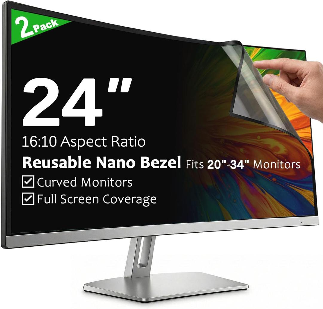 [2-Pack] 24 Inch Reusable Anti-Glare Computer Privacy Screen
