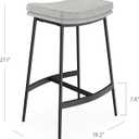 Arlo Modern Backless Upholstered Kitchen Counter Bar Stool with Double-Layered Saddle Seat and Black Metal Base, Grey/Matte Black, Set of 2