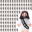 Bememo 100 Pcs Little Jesus Figures Jesus Loves You Original Design Rubber Pocket Toys Little Figures to Hide and Seek Sunday School Religious Party Share Gifts(Black)