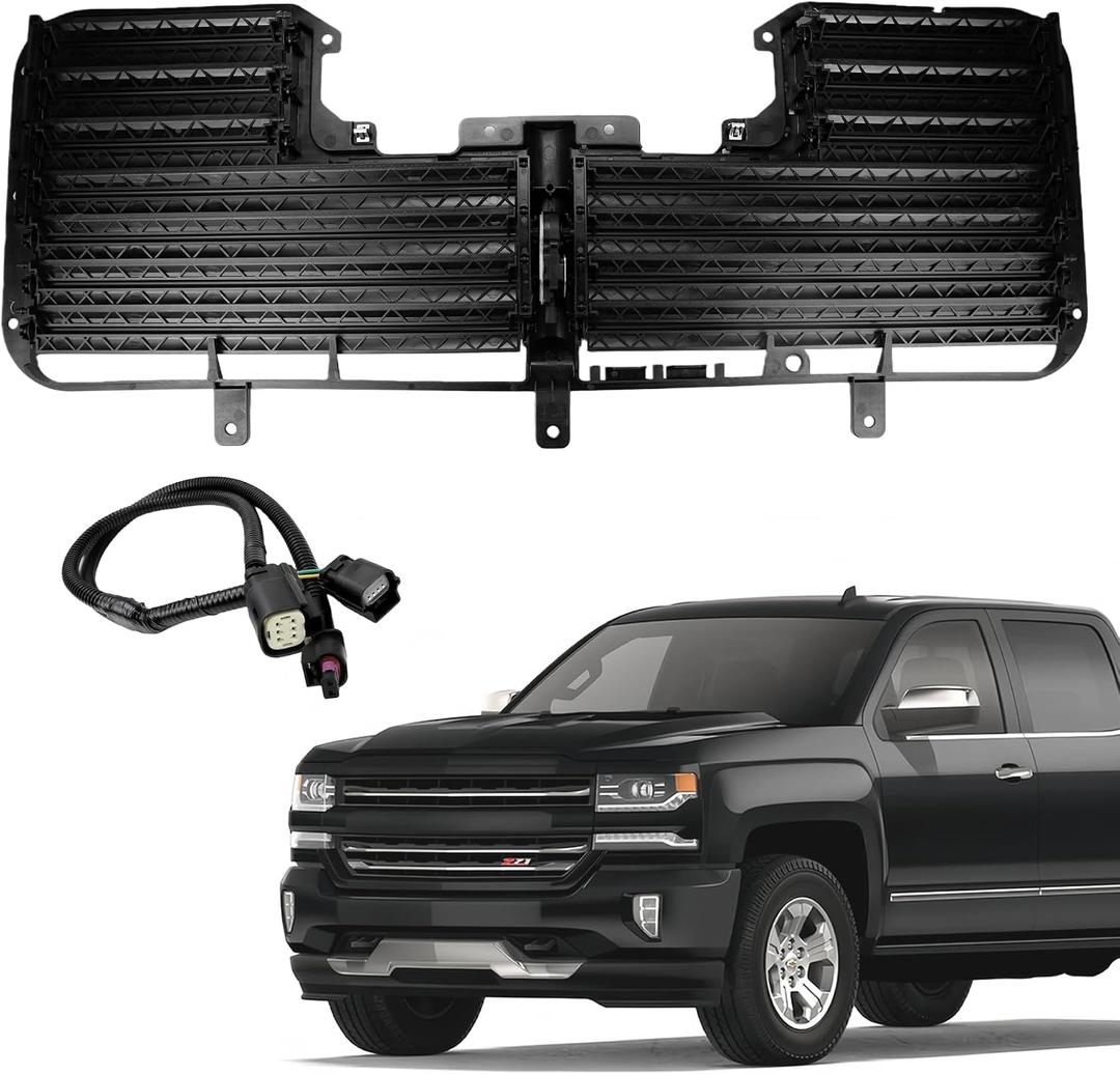 Radiator Shutter Assembly Compatible with Chevrolet Chevy Silverado 1500 GMC Sierra 1500 2017 2018 2019 84363184 601-374
