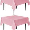 sancua Square Tablecloths 54x54 Inch, 2 Pack - Pink Fabric Table Cloth for Square or Round Tables, Washable Polyester Table Cover for Dinner, Holiday Party, Decorative Display Tables