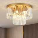 17" 9 Light Gold Crystal Ceiling Light for Dining Room