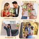 Gilprop 50 Packs Kraft Paper Flowers Gift Bags with Floral Card Holder Picks Ribbons and Thank You Card 13.8'' Flowers Bouquet Holder for Wedding, Valentines Day Decoration, Florist Shop