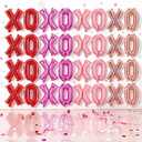 16 Pcs XO Valentines Balloons, 16 Inch Red Pink XOXO Letters Foil Mylar Balloons Banner Valentine Day Balloon Decorations for Romantic Galentines Day Bridal Shower Engagement Anniversary Party Decor (Gold)
