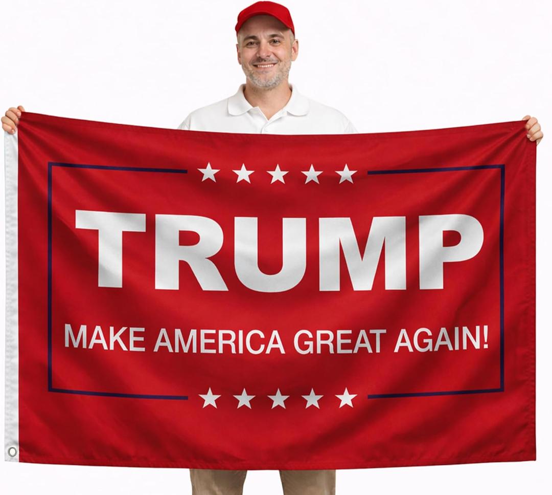 3x5 Feet Polyester Meme Flag with Quote "Make America Great Again" with 2 Brass Grommets - Double Sided Political Home Banner - Keep America Great Flags - President Republican Banners