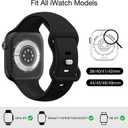 2 x Patented Sport Silicone Band Compatible with Apple Watch Bands 40mm 38mm 41mm 42mm 44mm 45mm 46mm 49mm Women Men, Soft Waterproof Sport Strap for iWatch Bands Series 11 10 9 8 7 6 5 4 3 2 1 SE Ultra (Black)