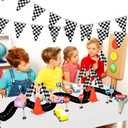 Irenare 3 Pcs Racing Table Cloths Car Birthday Party Supplies 54 x 108 Inch Racetrack Table Runner Covers Disposable Rectangular Road Tablecloth for Kids Boy Car Theme Birthday Party Decor (White)