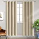 BGment Room Darkening Curtains for Bedroom - Grommet Thermal Insulated Window Treatments Light Blocking Curtains for Living Room, Set of 2 Panels, Each 46 x 84 Inch, Beige