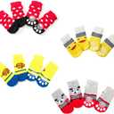 4 Pairs Dog Socks for Small Dogs, Anti Slip Dog Socks, Dog Grip Socks, Soft Pet Puppy Doggie Socks to Prevent Licking, Non Slip Paw Protection for Hardwood Floors Indoor Outdoor (S)