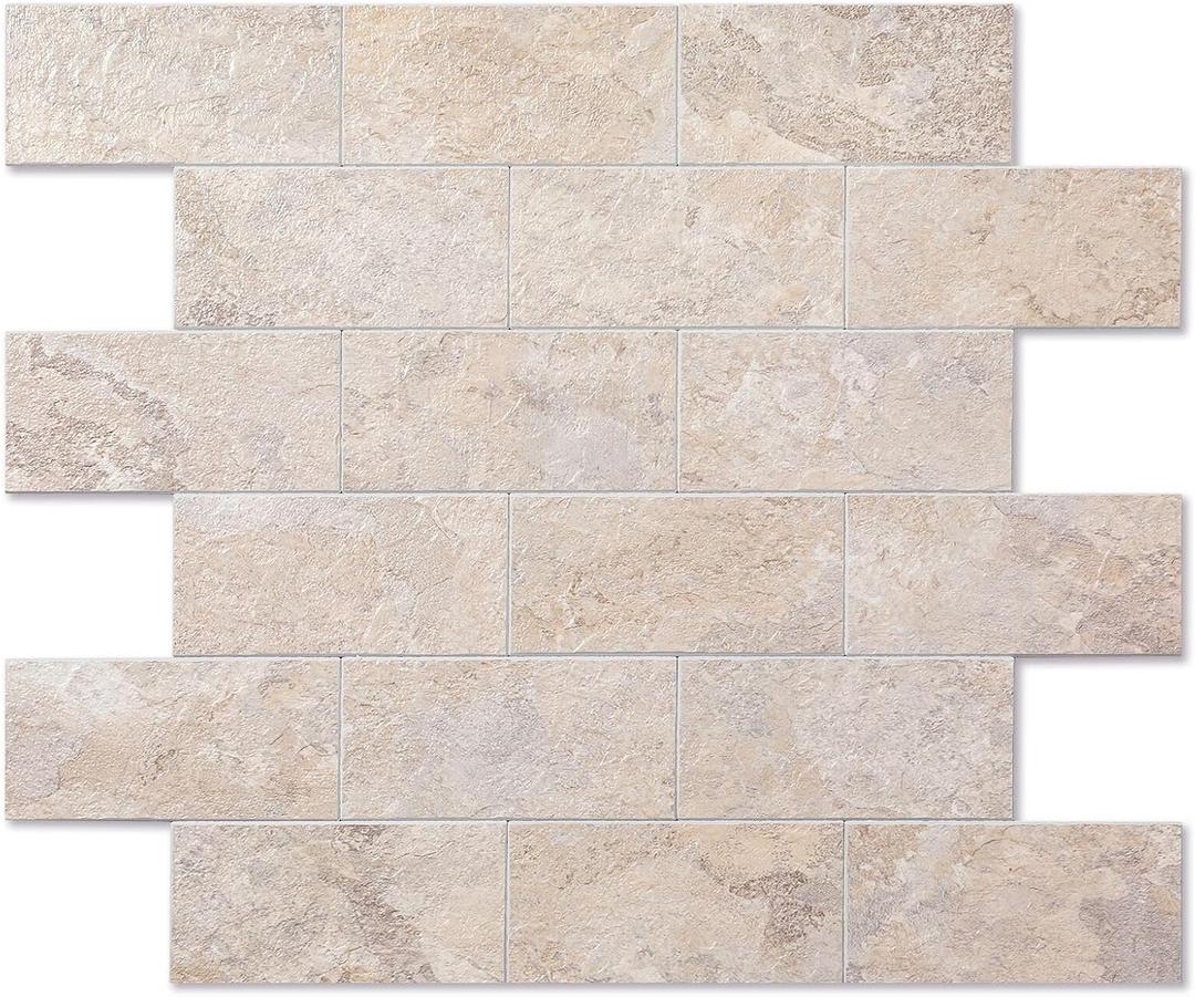 2026 New Upgrade Peel and Stick Backsplash Tile, Peel and Stick 11.34" X 11.57" Wall Tile for Kitchen, Bathroom, Fireplace, Laundry (Beige Stone Rocks, 10 Packs)