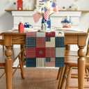 Artoid Mode Checkered Stars Stripes 210 GSM 4th of July Table Runner, Memorial Day Kitchen Dining Table Decoration for Home Party Decor 13x72 Inch