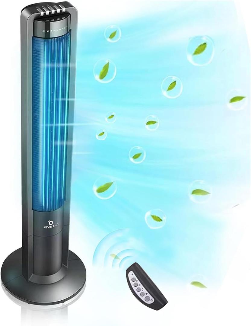 115 Oscillating Modern Tower Fan for Bedroom, 43'' Standing Fan with Remote, 7.5H Timer, 28dB Ultra Quiet Cooling Floor Fan for Home, Office or Bedroom, 3 Speeds, 3 Modes, X01A, Black