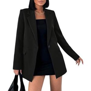 Women Fall 2026 Blazers Business Casual Long Sleeve Lapel Pockets Dressy Suit Jackets Work Office Outfits Lapel Pockets Size L