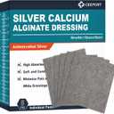 Silver Calcium Alginate Wound Dressing, 4" x 4" Patches, Highly Absorbent Dressing Gauze, Non Stick Pads for Wounds, Soft and Comfortable Silver Dressing for Wound Care, 5 Packs