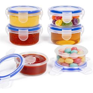Small Containers with Lids, [6 Pack] 3.5 oz Reusable Plastic Jars for Snack and Puree, Salad Dressing Container to Go, Small Condiment Containers for On-the-Go Meals, Sauce Containers, BPA-Free