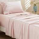 Bedsure Cooling Sheets Twin, Rayon Derived from Bamboo, Breathable & Soft Twin Sheets Set, Deep Pocket Up to 16 Inches, Hotel Luxury Silky Bedding for Hot Sleepers, Pink