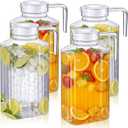 Panitay 4 Pcs 51 Ounces Plastic Pitcher with Lid Clear Acrylic Refrigerator Safe Pitcher Shatter Proof Juice Containers with Lids for Water Milk Sangria Lemonade Cold Drinks