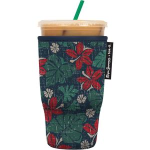 Sok It JavaSok Iced Coffee & Cold Soda Insulated Neoprene Cup Sleeve (Reyn Spooner Pahala, Large: 30-32oz)