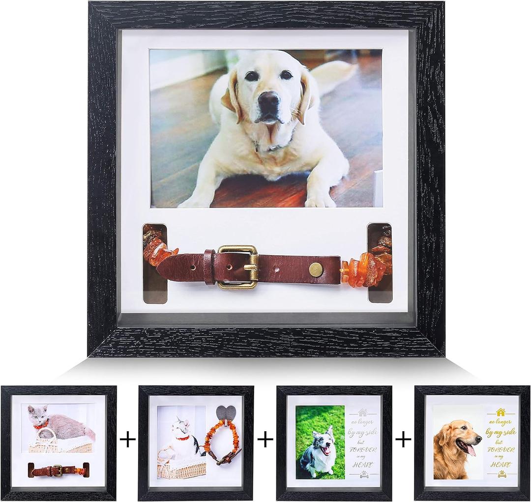 KCRasan Pet Picture Frame Memorial - Dog Memorial Sentiment Frame for Loss of Dog Gifts - Pet Collar Frame Remembrance Sympathy Cat Tribute Keepsake (Black)