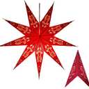 Lantern Lampshade 9 Pointed Paper Star Light Shades Large 60cm Star Hanging Decorations for Christmas Wedding Home Decoration Birthday Party (Red, Black)