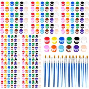 24 Pack Mini Acrylic Paint Set - 12 Colors Washable Acrylic Paint Strips for Kids&Adults Craft Paint, 336 PCS Kids Painting Kit for Birthday Classroom Painting Party Favor, Halloween Pumpkin, Art Gift