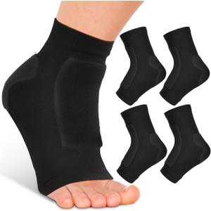 Nuanchu 2 Pairs Padded Skate Socks Ice Skating Protection Socks Lace Bite Gel Pads Ankle Malleolar Sleeves Protection Guards for Front Foot Shin Achilles Tendon Heel (Black)