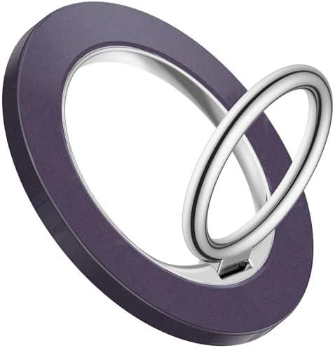 GVIEWIN Magnetic Phone Ring Holder - Compatible with MagSafe Grip, [Super Magnet] 360° Rotatable Adjustable Kickstand, Mag Safe Stand for iPhone 16 Pro Max/Plus/15/14/13(Purple)