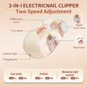 Electric Nail Clipper, Electric Nail Clippers for Seniors & Adults, Baby Electric Nail Trimmer with Trimming, Buffing, and Polish Removal, 3-in-1 Automatic Nail Clipper for Fingernail & Toe (Beige)