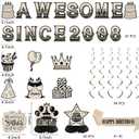 Holkcog 18th Birthday Decorations Kit for Boys, Vintage 25PCS Back In 2008 Backdrop Decor, Banner Cake TopperBalloons for 18th Boys Girls, Awesome Since 2008 Party Supplies, 18 Year Old Girls Gifts