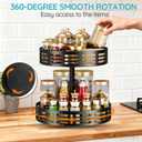 2 Tier Lazy Susan Organizer - 360 Rotating Spice Rack, Adjustable Industrial Spinning Spice Holder, Versatile Countertop Organizer for Cabinet, Pantry, Kitchen, Dining Table, Bathroom and Vanity