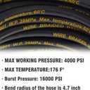 Hourleey 50FT Pressure Washer Hose with 3/8 Inch Quick Connect, High Tensile Wire Power Washer Hose, 4000 PSI