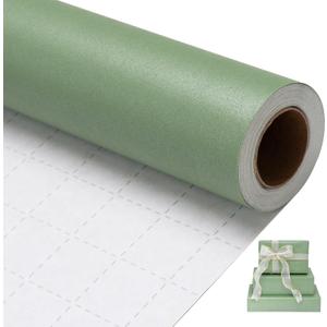 Larcenciel Sage Green Wrapping Paper Roll with Pearly Shimmer, Cut Lines, Luxury Solid Color Gift Wrap Paper for Birthday, Wedding, Holiday, Baby Shower, Bouquet Craft, Packing Supplies, 17 in x 33 ft