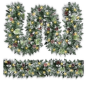 Christmas Garland with Lights, Covanm 9Ft Garland with LED Lights, Artificial Pine Cones and Pine Needles Use for Christmas Decorations and Holiday Mantle Decor
