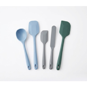 ChefAide 5 Pieces Silicone Spatula Set, Food Grade Rubber Spatula, Upgrade Strong Handle with Ergonomic Grip, Heat Resistant Up to 600°F for Nonstick Cookware, Cooking