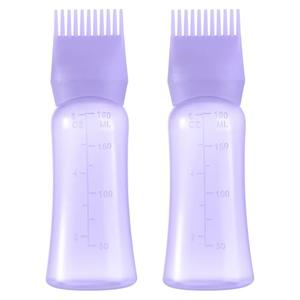 Root Comb Applicator Bottle 6 Ounce Hair Oil Applicator for Hair Dye, Hair Oiler Comb Bottle with Graduated Scale 2 Pack
