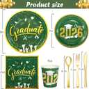 Graduation Plates and Napkins 2026 Graduation Party Supplies - Green and Gold Paper Plates Tableware Set for Congrats Grad Graduation Party Decorations, Serves 24