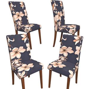 Stretch Dining Chair Covers Set of 4,Floral Print Chair Covers,Soft Removable Washable,Pet Friendly Furniture Protector,Universal Chair Slipcovers for Home, Kitchen,Ceremony Dining Room Seat