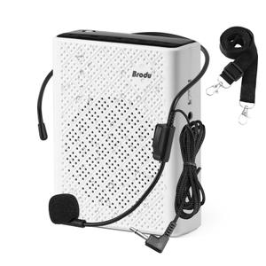 Voice Amplifier for Teachers with Wired Microphone Headset and Waistband, Portable Rechargeable Speaker Megaphone (White)
