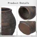 Briful Rustic Vintage Ceramic Pottery Vase, 6.1'' Farmhouse Table Decor with Distressed Texture, Wide Mouth Decorative Jar Vases for Home Decor, Shelf & Entryway, Brown
