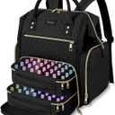 Large Nail Polish Organizer Bag Backpack Holds 70+ Bottles(15ml/0.5 fl.oz) UV Nail Lamp,Nail Organizers and Storage with 2 Removable Pouches Fits Nail Tool,Gift for ManicuristBlack