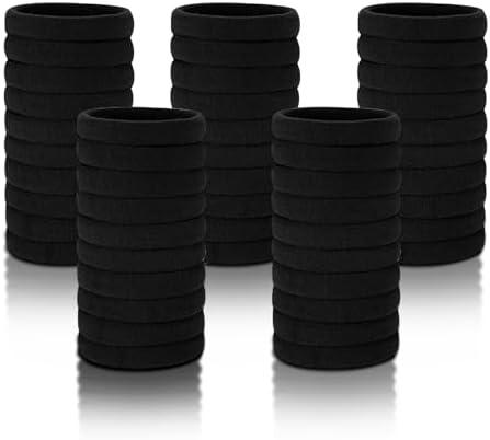 DTDNZKN 50 PCS Black Hair Ties for Women - Ponytail Holders, Rubber Bands for Thick Hair - Gentle on Hair, 1.57 Inch (4 cm) Diameter 3PACK