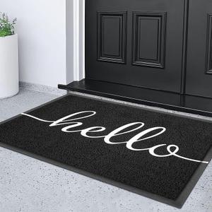 KILOCOCO Hello Doormat Welcome Mats Front Door Mat Outdoor Mat Low Pile Entrance Non-Slip Outdoor Doormats High Traffic Area Rubber Backed Entry Mats for Kitchen Indoor,31"x47" (2'8" x 4' (Rectangular))