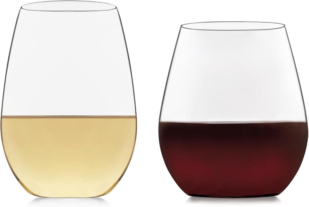 Libbey Signature Kentfield Stemless Red and White  Drink Cooler Glasses Set of 12, Elegant, Dishwasher Safe Drink Cooler  Glass Set for Birthdays, Weddings & More (19 and 21 ounces)