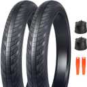 1/2 Pack 20/24/26x3.0 Fat Bike Tires ebike Tires with Tubes MTB Heavy Duty Wear-Resistant E-Bike Mountain Snow Bike Tire 20/24/26 x 3 Fat tireBlack