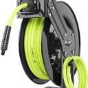 Flexzilla Open Face Retractable Air Hose Reel, 3/8 in. x 50 ft., Heavy Duty, Lightweight, Hybrid, ZillaGreen - L8611FZ